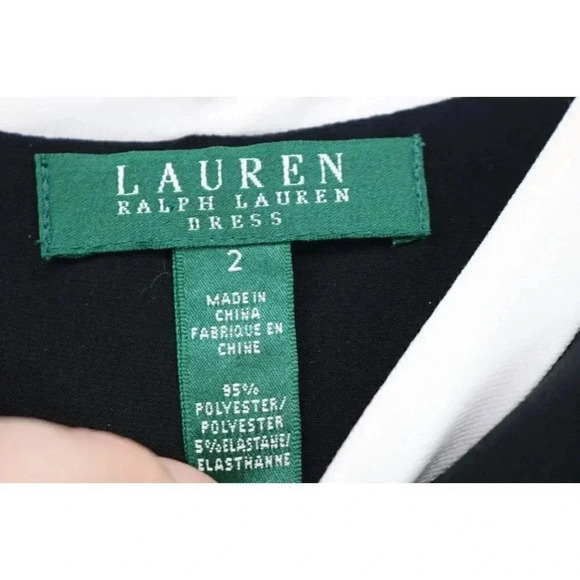 Lauren Ralph Lauren Women's Dress-Size 2-Black and White-Ruched - Picture 5 of 6